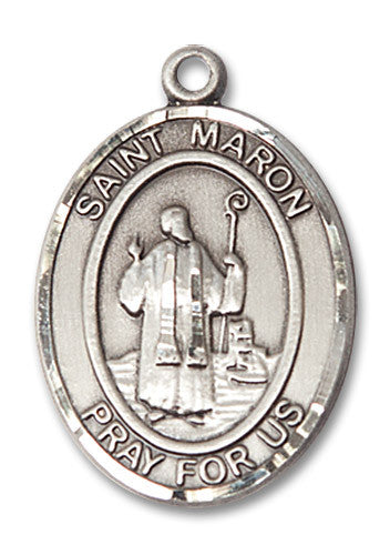Extel Large Oval Sterling Silver St. Maron Medal, Made in USA