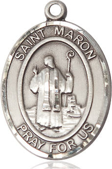 Extel Large Oval Sterling Silver St. Maron Medal, Made in USA