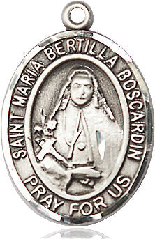 Extel Large Oval Sterling Silver St. Maria Bertilla Boscardin Medal, Made in USA