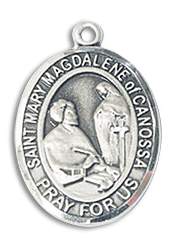 Extel Large Oval Sterling Silver St. Mary Magdalene of Canossa Medal, Made in USA