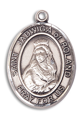 Extel Large Oval Sterling Silver St. Jadwiga of Poland Medal, Made in USA