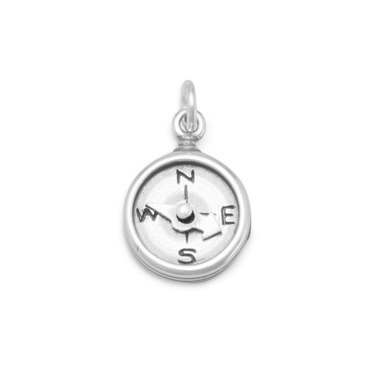 Extel Oxidized Sterling Silver Compass Charm