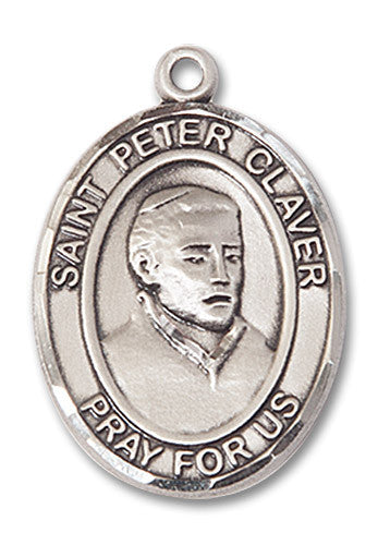 Extel Large Oval Sterling Silver St. Peter Claver Medal, Made in USA