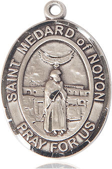 Extel Large Oval Sterling Silver St. Medard of Noyon Medal, Made in USA