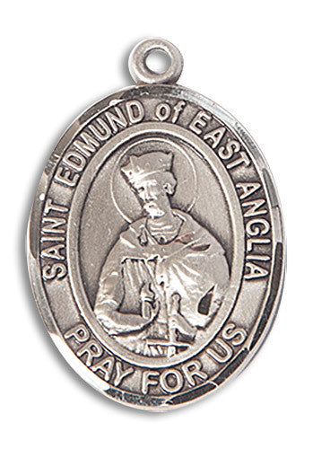 Extel Large Oval Sterling Silver St. Edmund Of East Anglia Medal, Made in USA