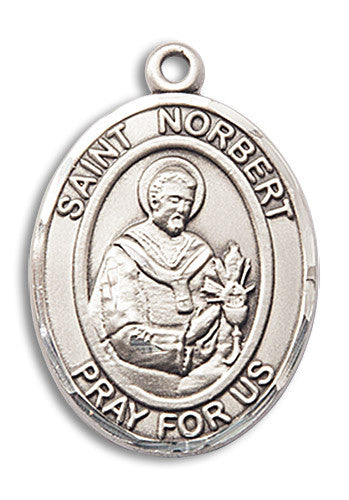 Extel Large Oval Sterling Silver St. Norbert of Xanten Medal, Made in USA