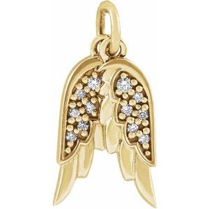 Extel Small 14K Yellow Gold Womens Angel Wings Pendant Charm