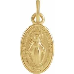 Extel Small 14K Yellow Gold Womens Catholic Miraculous Medal Charm
