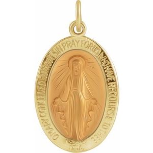 Extel Medium 14K Yellow Gold Mens Womens Catholic Medal Charm