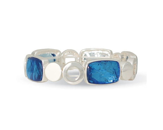 Periwinkle Polished Silver With Rich Blues Bracelet Design