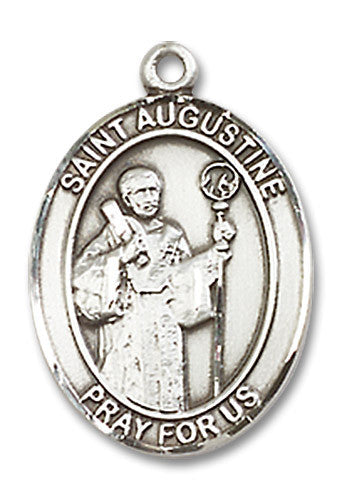 Extel Medium Oval Sterling Silver St. Augustine Medal, Made in USA