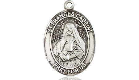 Extel Medium Oval Pewter St. Frances Cabrini Medal, Made in USA