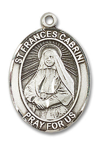 Extel Medium Oval Sterling Silver St. Frances Cabrini Medal, Made in USA