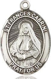 Extel Medium Oval Sterling Silver St. Frances Cabrini Medal, Made in USA