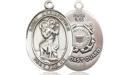 Extel Oval Medium Pewter St Christopher Coast Guard Medal