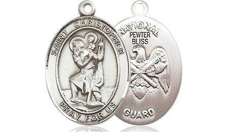 Extel Oval Medium Pewter St Christopher National Guard Medal