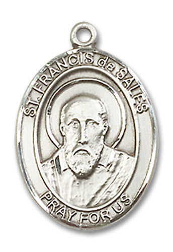 Extel Medium Oval Sterling Silver St. Francis de Sales Medal, Made in USA