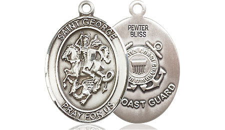 Extel Oval Medium Pewter St George Coast Guard Medal, Made in USA