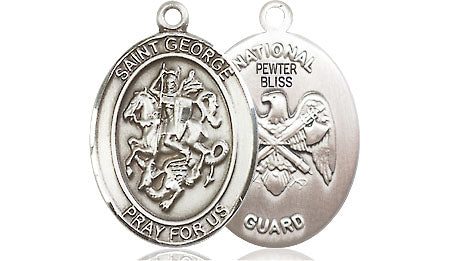 Extel Oval Medium Pewter St George National Guard Medal, Made in USA