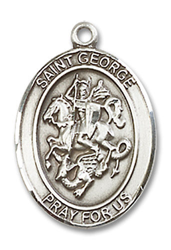 Extel Medium Oval Sterling Silver St. George Medal, Made in USA