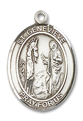 Extel Medium Oval Sterling Silver St. Genevieve Medal, Made in USA