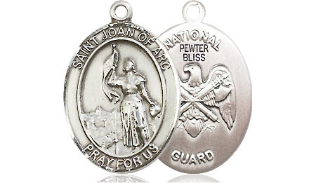 Extel Oval Medium Pewter St Joan of Arc National Guard Medal, Made in USA