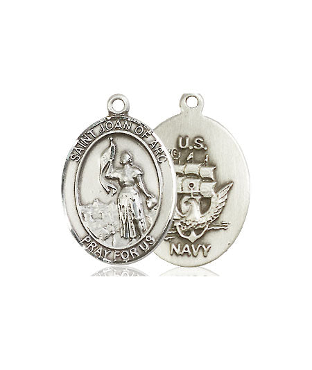 Extel Oval Medium Pewter St Joan of Arc Navy Medal, Made in USA