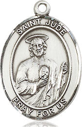Extel Medium Oval Sterling Silver St. Jude Medal, Made in USA