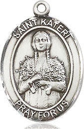 Extel Medium Oval Sterling Silver St. Kateri Medal, Made in USA