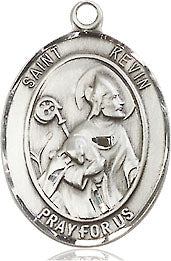 Extel Medium Oval Pewter St. Kevin Medal, Made in USA