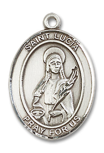 Extel Medium Oval Sterling Silver St. Lucia of Syracuse Medal, Made in USA