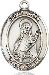 Extel Medium Oval Sterling Silver St. Lucia of Syracuse Medal, Made in USA