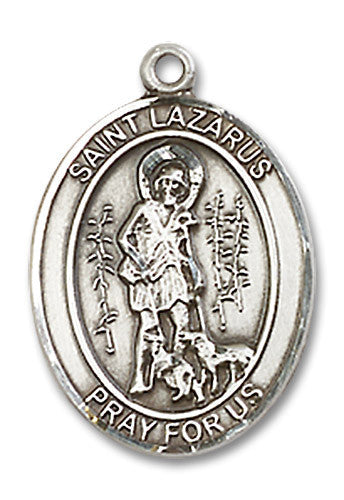 Extel Medium Oval Sterling Silver St. Lazarus Medal, Made in USA