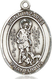 Extel Medium Oval Sterling Silver St. Lazarus Medal, Made in USA