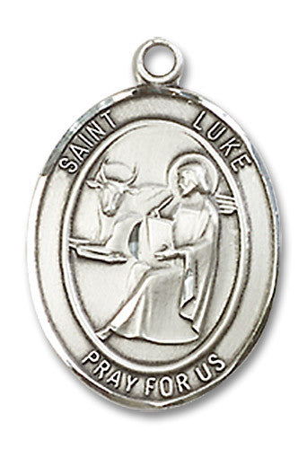 Extel Medium Oval Sterling Silver St. Luke the Apostle Medal, Made in USA