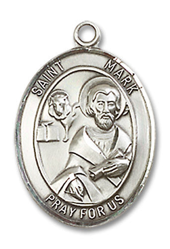 Extel Medium Oval Sterling Silver St. Mark the Evangelist Medal, Made in USA