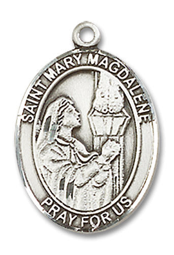 Extel Medium Oval Sterling Silver St. Mary Magdalene Medal, Made in USA