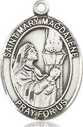 Extel Medium Oval Sterling Silver St. Mary Magdalene Medal, Made in USA
