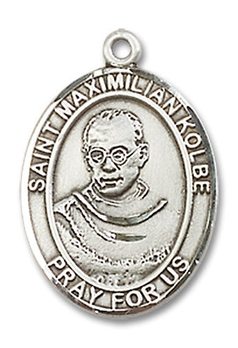 Extel Medium Oval Sterling Silver St. Maximilian Kolbe Medal, Made in USA