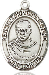 Extel Medium Oval Sterling Silver St. Maximilian Kolbe Medal, Made in USA