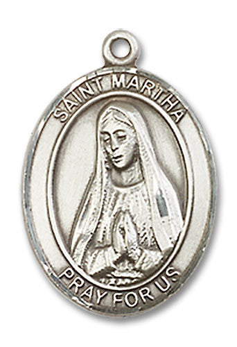 Extel Medium Oval Sterling Silver St. Martha Medal, Made in USA