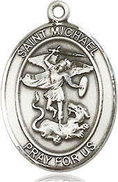 Extel Medium Oval Sterling Silver St. Michael the Archangel  Medal, Made in USA