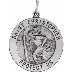Extel Medium Sterling Silver Mens Womens Catholic St. Christopher Medal Pendant