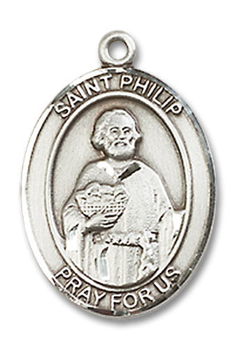Extel Medium Oval Sterling Silver St. Philip the Apostle Medal, Made in USA
