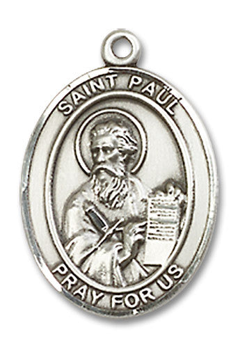 Extel Medium Oval Sterling Silver St. Paul the Apostle Medal, Made in USA