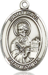 Extel Medium Oval Sterling Silver St. Paul the Apostle Medal, Made in USA