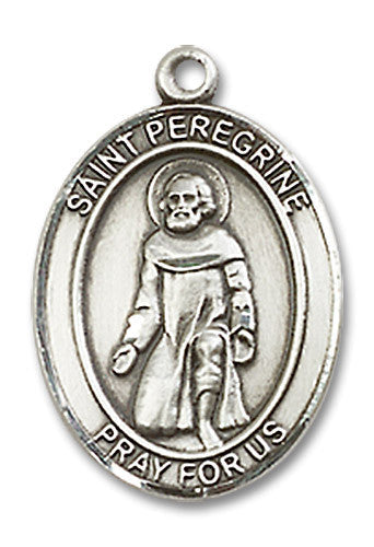 Extel Medium Oval Sterling Silver St. Peregrine Laziosi Medal, Made in USA