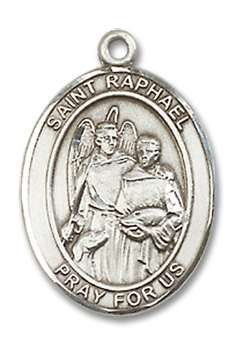 Extel Medium Oval Sterling Silver St. Raphael the Archangel Medal, Made in USA