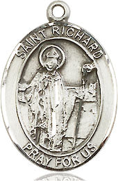 Extel Medium Oval Sterling Silver St. Richard Medal, Made in USA
