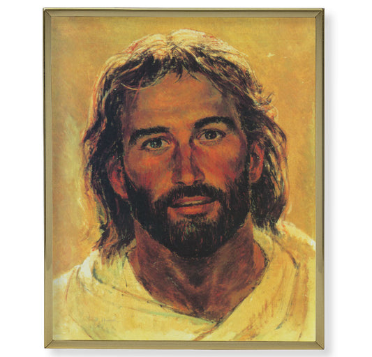 Head of Christ Picture Framed Plaque Wall Art Decor, Medium, Bright Gold Finished Trimmed Plaque